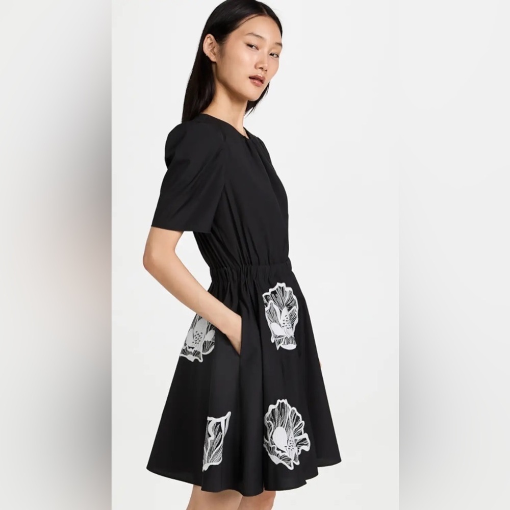 Jason Wu Puff Sleeve Dress with Poppy Embroidery - Picture 4 of 9